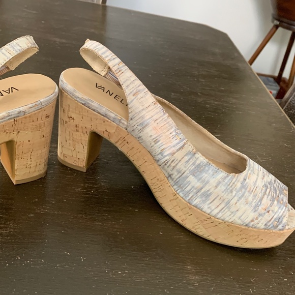 Can Eli  cork heel platform‎ shoes. Worn once for 30 minutes in the house only - Picture 1 of 7